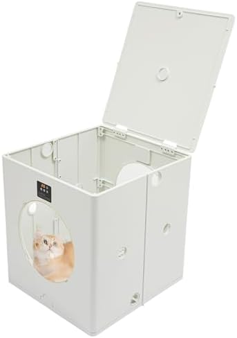 88L Automatic Pet Dryer Box for Cats & Small Dogs, Foldable & Ultra-Quiet, with 8 High-Velocity Fans, 360° Drying, Smart Temperature Control, 4-Speed Timer 800W, ABS-White