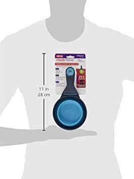 Dexas Popware for Pets Collapsible Klip Scoop, 3 in 1 Design Convenient Measuring Cup, Food Scooper and Bag Clip, 2Cup Capacity Pet Food Scoop, Versatile Food Measuring Cups Portion Control Gray/Blue
