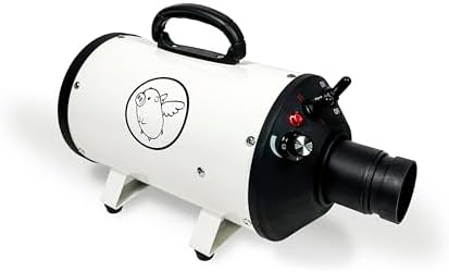 Flying Pig High Velocity Dog Pet Grooming Dryer w/Heater (Flying One, White w/Black Logo)