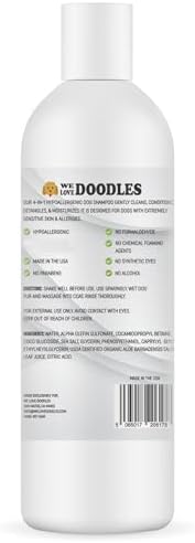 Dog Shampoo Conditioner & Detangler, Hypoallergenic Tearless Unscented 16OZ | For Sensitive Itchy Skin, Best Shampoo For Smelly Dogs, Goldendoodle, Poodle & Doodle, Puppy Pet Wash Soap, USA Made, 4-in-1