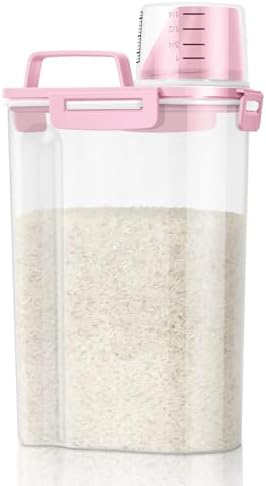 TBMax Rice Storage Container 5 Lbs, Small Airtight Dry Food Container for Flour Cereal Pasta Kitchen Pantry Organization -Red