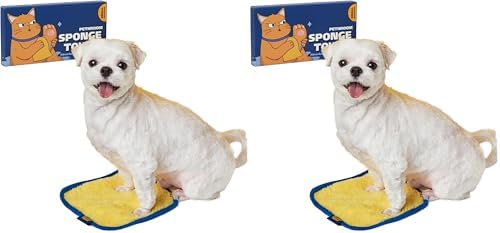 PETHROOM] Portable Pet Towel for Dogs & Cats | Professional Pet Dryer, Super Absorbent & Quick-Drying Dog Dryer | Lightweight, Durable, Ultra-Soft (Small) 8"x 8" (Pack of 2)