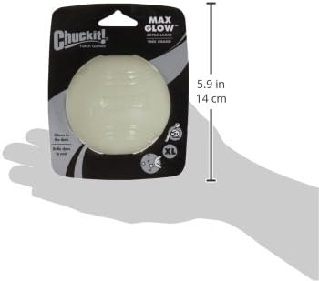 Chuckit! Max Glow Bouncy Ball, Glowin the Dark, XL 3.5in | Photoluminescent Rubber Ball Recharges Fast Under Any Bright Light for Nighttime Fetch, Launcher Compatible