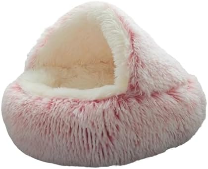 ZaneSun Calming Dog Bed & Cat Cave, Pink, 25.6"x25.6"