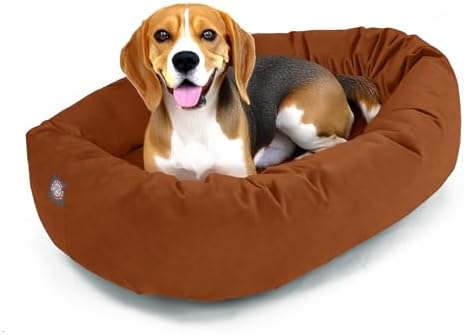 Majestic Pet Suede Calming Dog Bed, 32 Inch Medium, Washable, Rust