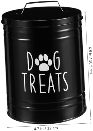 STOBAZA Metal Dog Food Storage Container with Airtight Lid Compact Pet Food Organizer for, iron, Black