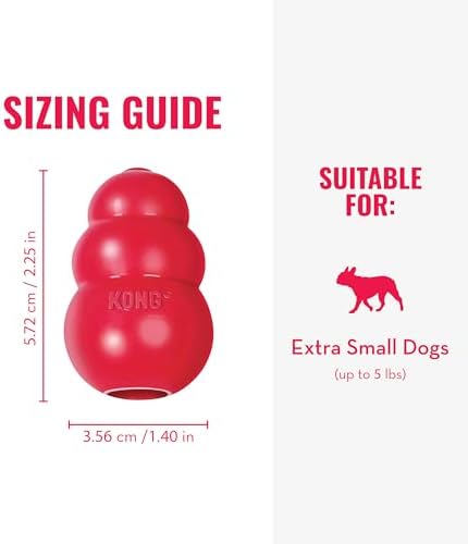 KONG Classic Stuffable Dog Toy - Fetch & Chew Toy for Dogs - Treat-Filling Capabilities & Erratic Bounce for Extended Play Time - Durable Natural Rubber Material - for Extra Small Dogs (Pack of 2)