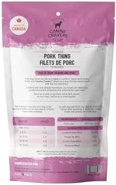 Canine Cravers Single Ingredient Dog Treats - Pork Thin Tenders, 5.3oz
