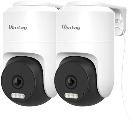 VIMTAG Pan/Tilt Outdoor Security Camera, 4K 8MP WiFi Home CCTV Camera, 360° View & Motion Tracking, Color Night Vision, 2-Way Audio, AI Detection Alarm, IP66, Cloud & SD Card Storage, Works w/Alexa