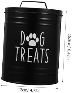 KICHOUSE Dog Food Storage with Airtight Metal Lid Treats Holder for Food Bin Space-saving, 1-Pack, 1 Count, iron, Black