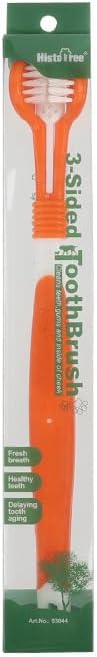 3-Sided Pet Toothbrush for Dogs and Cats Soft Bristle Multi-Angle Teeth Cleaning Brush with Non-Slip Rubber Handle for Bad Breath and Gum Care