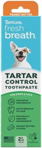 TropiClean Fresh Breath Dog Toothpaste, Peanut Butter & Honey, 2oz | Freshens Breath & Cleans Teeth | Peanut Butter & Honey Flavor | 2oz