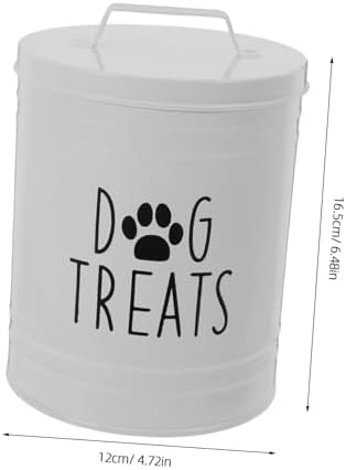 STOBAZA Metal Dog Food Storage Container Airtight Treat Jar for Pet Supplies Compact, iron, White