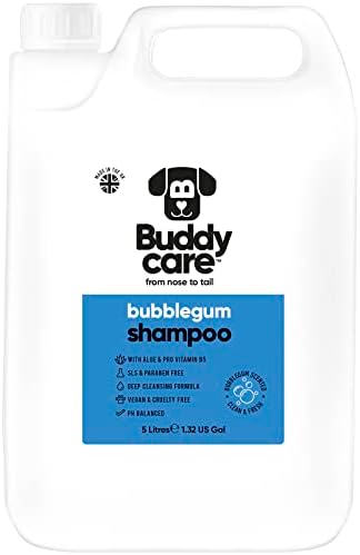 Bubblegum Dog Shampoo by Buddycare | Deep Cleansing Shampoo for Dogs | Bubblegum Scented | with Aloe Vera and Pro Vitamin B5 (169.07oz)