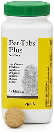 Pet-Tabs Plus Multivitamin for Active & Senior Dogs, 60 Chewables | 20 Essential Minerals & Vitamins, Restorative Formula for Aging & Working Dogs, Stress Recovery, Supports Nutritional Gaps