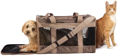 Sherpa Deluxe Soft-Sided Dog & Cat Carrier, Guaranteed On Board, Driftwood Brown, Large