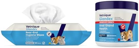 Vetnique Glandex Advanced Anal Gland Chews & Rear End Dog Wipes Bundle