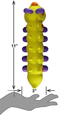 PetSport Naturflex Large Caterpillar Latex Dog Chew Toy | All-Natural Soft, Squeaky, Non-Toxic Rubber Chew Toy | Safe for Indoor Play | 10.5"