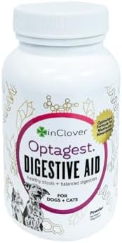 InClover Optagest Natural Digestive Aid, Organic Prebiotics & Enzymes Supplement Powder for Dogs and Cats - Promotes Healthy Stools, Less Gas, Optimal Nutrient Absorption, Intestinal Balance, 3.5oz
