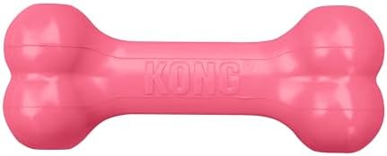 KONG Puppy Goodie Bone, Natural Rubber Chew, for Medium Puppies, Pink | Stuffable Teething Toy Made from KONG Soft Natural Rubber, Soothes Sore Gums & Keeps Teething Puppies Busy