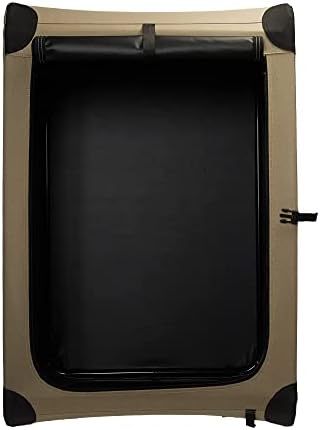 Amazon Basics Portable Folding Soft Dog Crate, Double Door, Large 36x24x24in, Tan