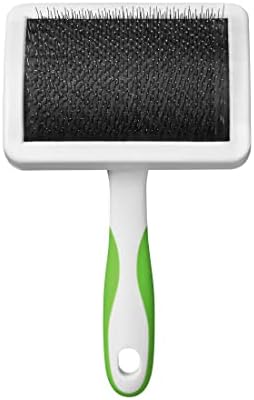 Andis 65710 Self-Cleaning Animal Slicker Brushes with Curved Stainless-Steel Bristles for All Breeds - Reduces Shedding by Up to 90%, Removes Tangles, Dirt & Loose Hair – Large, Green,Black