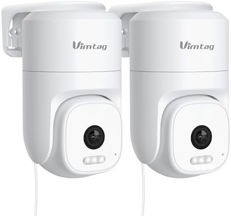 VIMTAG Pan/Tilt Outdoor Security Camera, 2.5K 4MP WiFi Home CCTV Camera, 360° View & Motion Tracking, Color Night Vision, 2-Way Audio, AI Detection Alarm, IP66, Cloud & SD Card Storage, Works w/Alexa