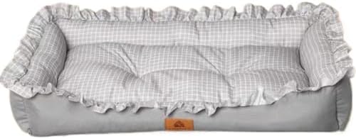Dog and Cat Bed with Lacework Design - Washable Rectangular Pet Bed for Indoor Cats & Dogs, Cozy Non-Slip Puppy Kitten Bed(Gray,27.5 * 20 * 5in)