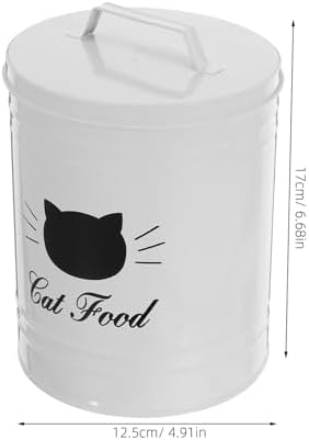DOITOOL Metal Pet Food Storage Container with Airtight Seal, White Iron Dog and Cat Food Bin for Home Use, Sturdy Animal Treat Canister with Lid for Kitchen Counter