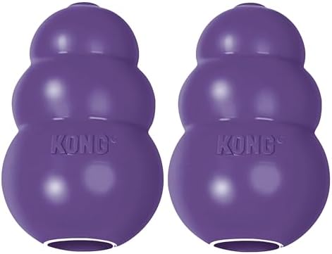 KONG Senior, Gentle Natural Rubber Toy, for Small Dogs (Pack of 2) | Gentle Natural Rubber Stuffable Toy Designed for Older Dogs with Aging Teeth, Holds Treats for Easy Chewing & Gentle Fetch