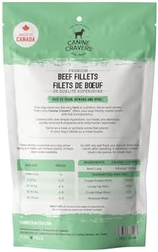 Canine Cravers Single Ingredient Dog Treats - Premium Beef Fillets, 5.3oz