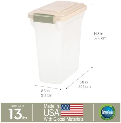 IRIS USA Dog Food Storage Container, Up to 13 lbs, Almond