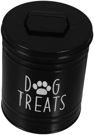 KICHOUSE Dog Food Storage with Airtight Metal Lid Treats Holder for Food Bin Space-saving, 1-Pack, 1 Count, iron, Black