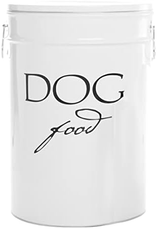 Harry Barker Classic White Dog Food Storage Canister, Up to 40 lbs, Metal, White