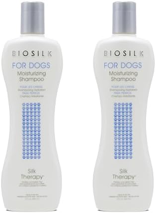 BioSilk for Dogs Silk Therapy Moisture Dog Shampoo, 12 Fl Oz, 2-Pack | Silk proteins and vitamins, restores shine and softness, sulfate and paraben free, pH-balanced, daily use