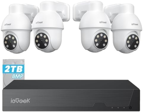 ieGeek 4K PoE Security Camera System with 8CH 2TB HDD for 24/7 Recording