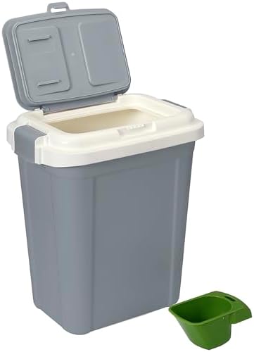 Airtight Pet Food Grey Storage Container, 23 Qt
