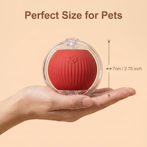 Interactive Pet Toy Ball, 2026 Automatic Dog Toy Interactive Dog Cat Toy Ball Dog & Cat Electric Active Toys, Smart Chase Pet Toy Ball for Dogs for Large Small Dogs Motion Activated (Red)