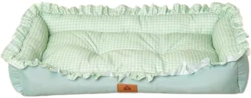 Dog and Cat Bed with Lacework Design - Washable Rectangular Pet Bed for Indoor Cats & Dogs, Cozy Non-Slip Puppy Kitten Bed(Green,16 * 12 * 3in)