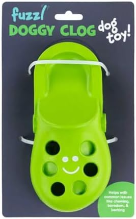 Fuzzl Clog Large Treat Toy for Dogs Puzzle Enrichment Shoe – Natural Rubber Chew Toy – Durable, Interactive Cognitive Feeder – Eco-Friendly, Non-Toxic & Dishwasher Safe – Green