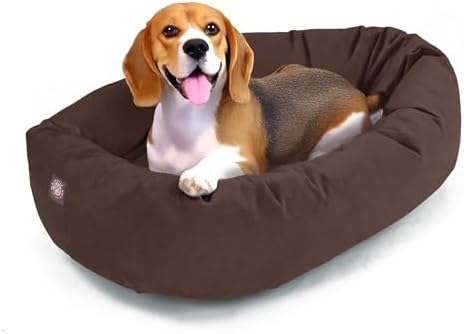 Majestic Pet Suede Calming Dog Bed, 32 Inch Medium, Washable, Chocolate