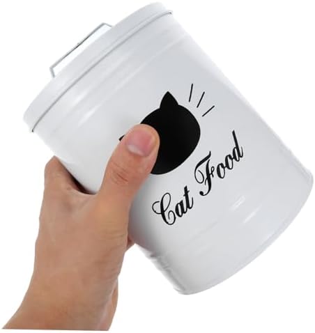 Healifty Airtight Metal Canister with Sealed Lid for Pet Food Iron Jar for Cat and Dog Treats Keeps Food Fresh and Dry