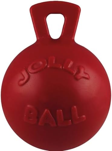 Jolly Pets Tug-n-Toss Heavy Duty Dog Toy Ball with Handle, 4.5 Inches/Small, Red