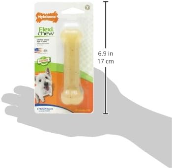 Nylabone Flexi Chew Gumabone Dog Chew Toy, Chicken Flavor, Small | Dog toys for small dogs up to 25 lbs, flexible material, gentle on teeth, freezable, bouncy, great for seniors