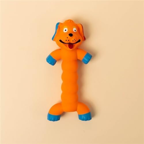 Squeaky Toy for Dogs, Cute Pet Chewing Teething Pet Toy Latex Chew Toys Convex Design for Puppy Small Medium Large Dogs, Interactive Dog Toys for Aggressive Chewers (Orange)