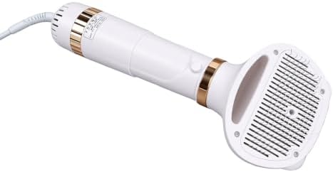 Rengue Quiet Pet Hair Dryer Brush 2 in 1 Slicker Grooming Tool 304 Stainless Steel Comb 480W 3 Temp Settings Self Cleaning for Cats Small Dogs Post Bath Drying