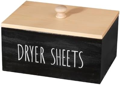 Laundry Dryer Sheet Container Wooden Detergent Dispenser Holder, Black