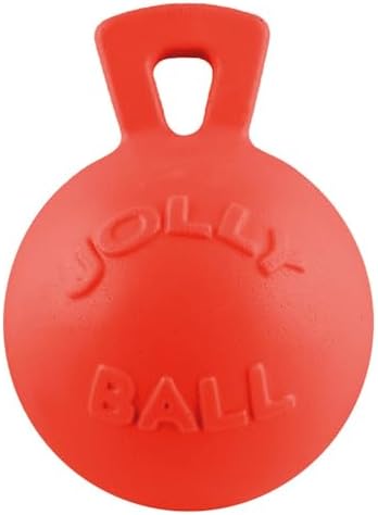 Jolly Pets Tug-n-Toss Heavy Duty Dog Toy Ball with Handle, 4.5 Inches/Small, Red
