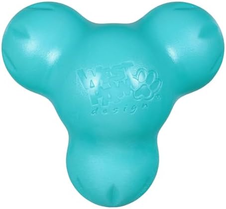 WEST PAW Zogoflex Tux Treat Dispensing Dog Chew Toy – Interactive Chewing Toy for Dogs – Dog Games for Aggressive Chewers, Fetch, Catch – Holds Kibble, Treats, Small 4", Teal