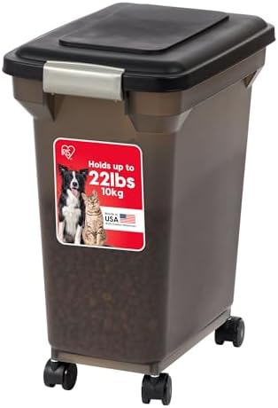 IRIS USA Dog Food Storage Container, Up to 22 lbs, Smoke